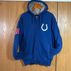 Colts Indianapolis NFL Full Zip Hoodie Faux Sherpa Lining Men Sz M Heavy Shacket